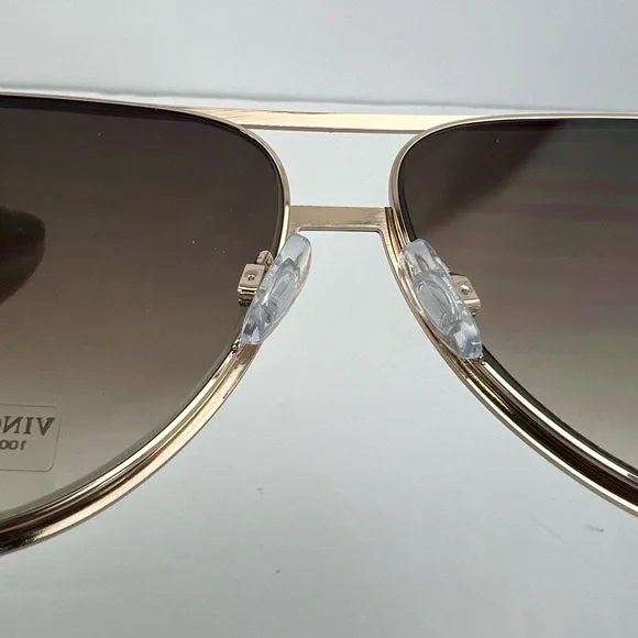 VINCE CAMUTO AVIATOR SUNGLASSES,2 TONE METAL FRAME, BROWN & GOLD, FADING LENSES - Picture 8 of 14